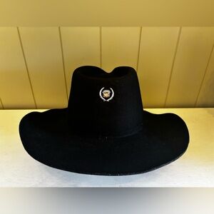 Hondo Silver Spur Cadillac B Bar H Western Cowboy Hat Black Wool 7 1/8 USA